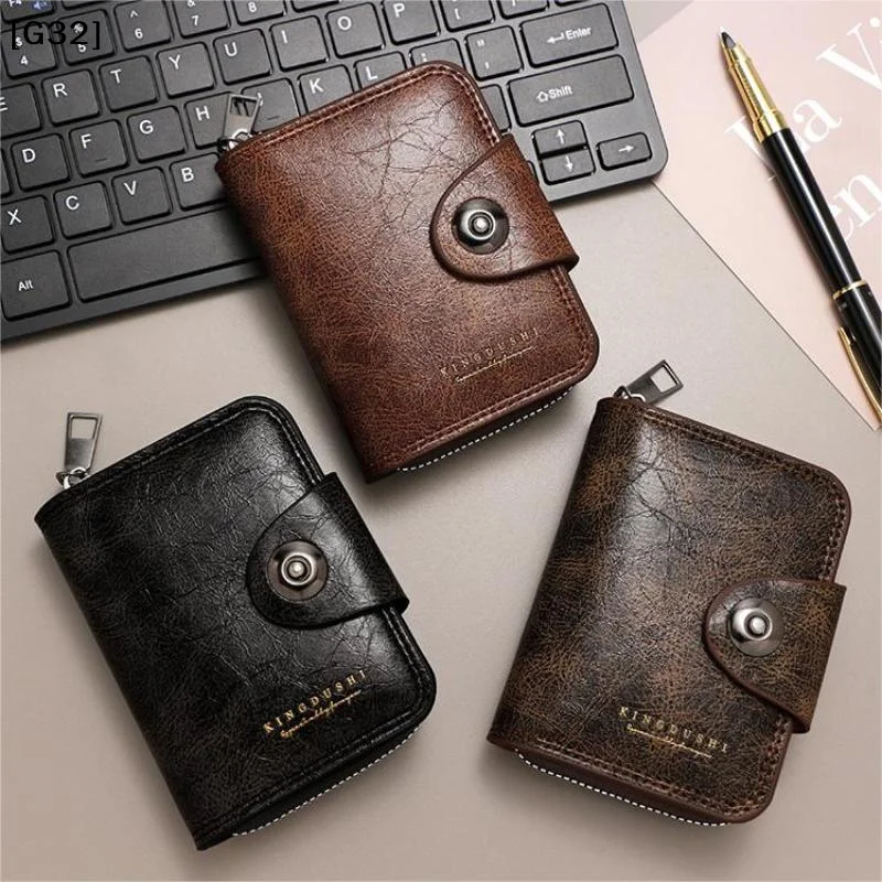 New Multi-functional Short Model European And American Style Change Bag, Men's Buckle Wallet Men's Clutch Bag Card Bag[G32]