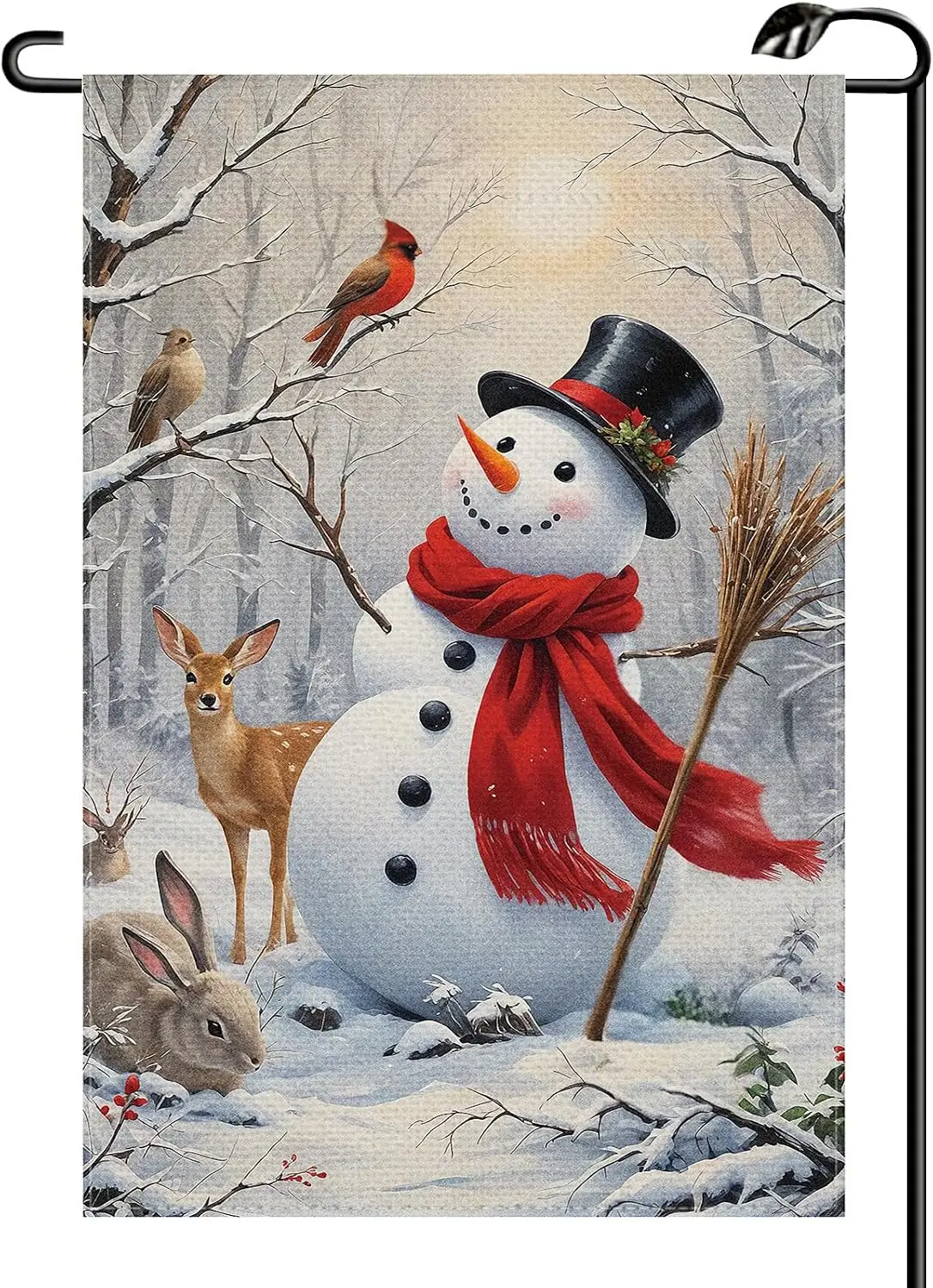 Winter Christmas Snowman Garden Flag 12x18 Inch Vertical Double Sided Seasonal Deer Cardinal Bird Small Flags Holiday Farmho xxl
