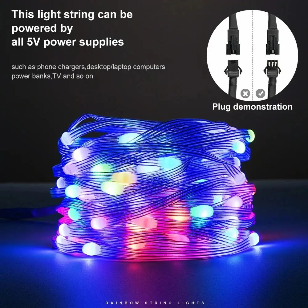 Dreamcolor تغيير LED بلوتوث أضواء الجنية التطبيق التحكم عن بعد 36 فولت RGBIC USB LED قطاع قابل للتعديل الموقت التحكم
