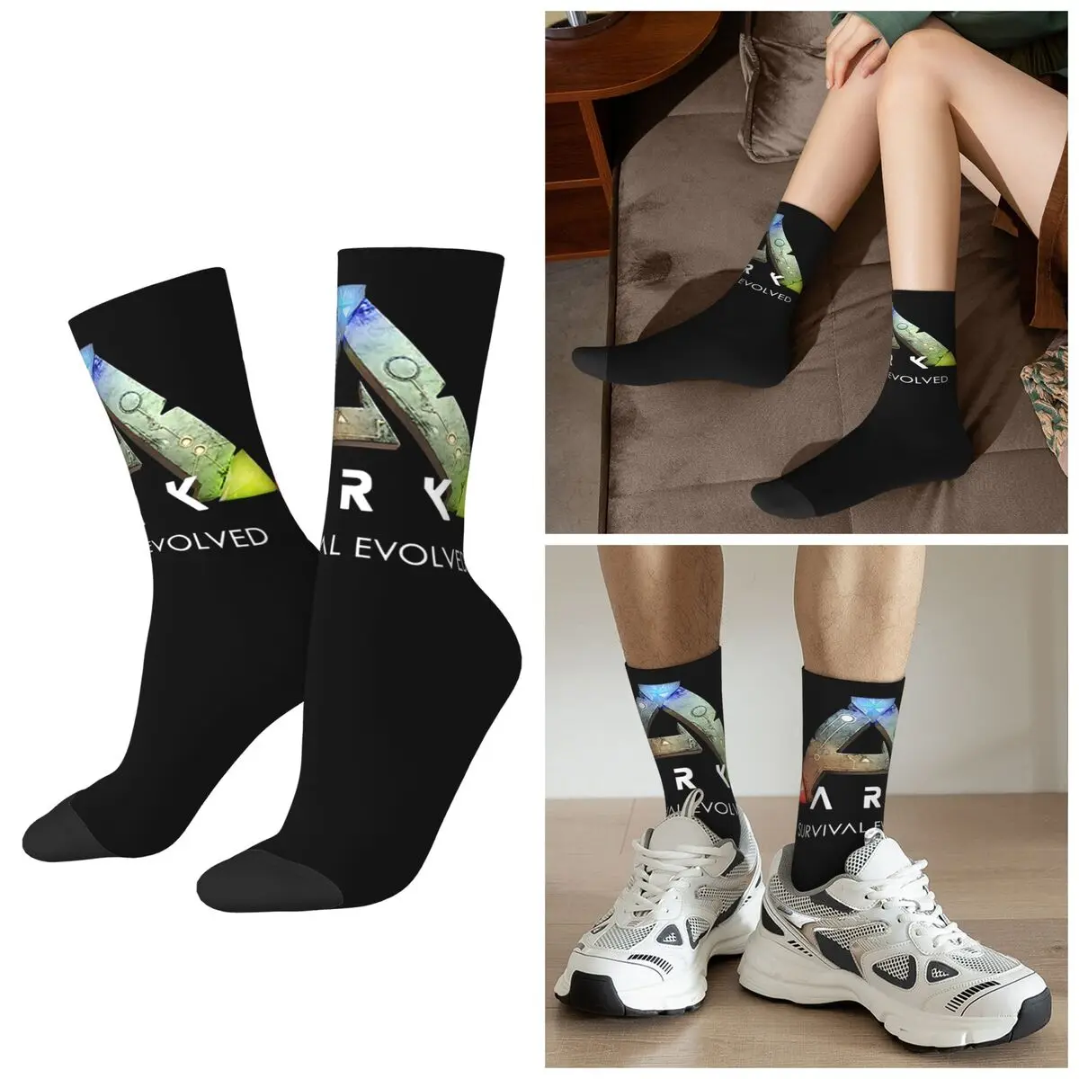 

Всесезонные черные носки Ark Survival Evolved, спортивные носки в стиле Харадзюку, модные чулки для мужчин и женщин, подарки