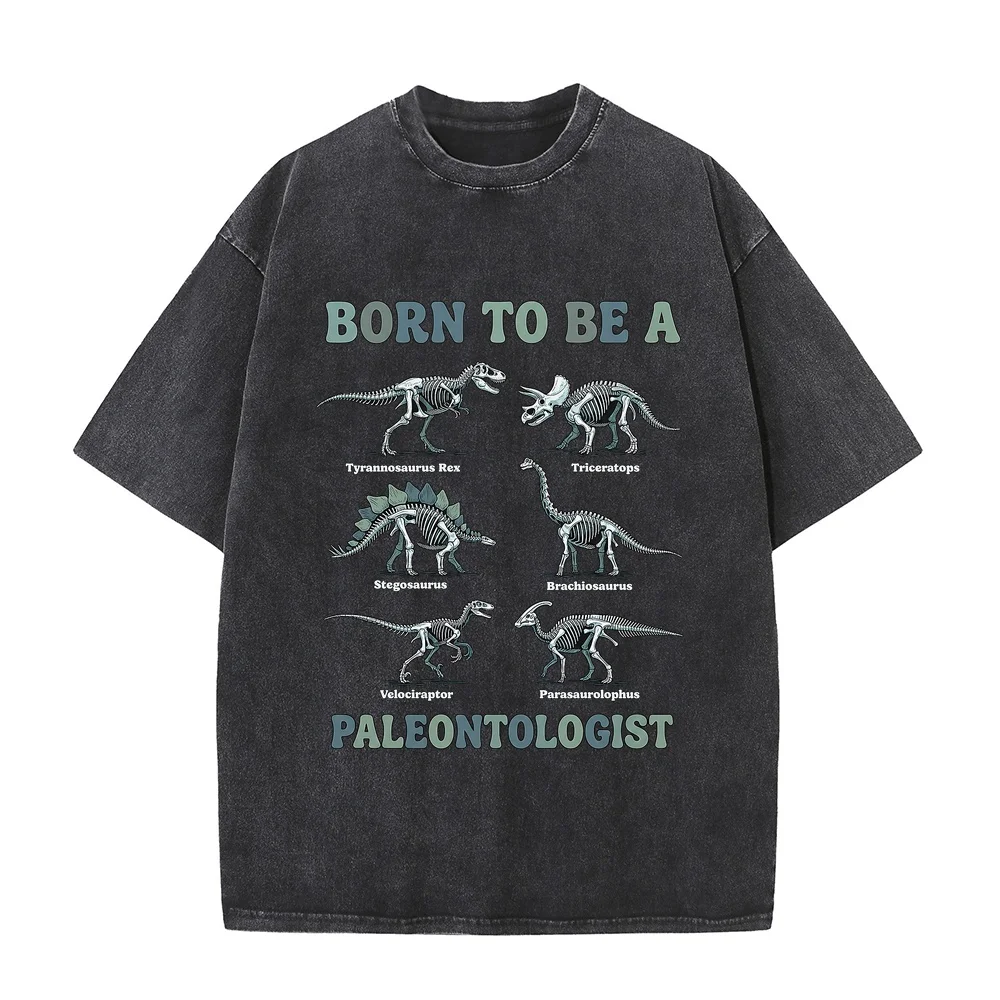 Men's T-Shirt Dinosaur Collage Paleontology Fossil Graphic Art Printing Tees Adult Heavyweight Summer Top High Quality Graphic