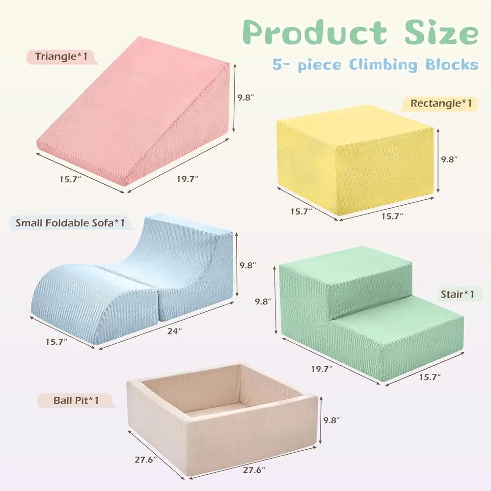 5-Piece Toddler Indoor Foam Climbing Set with Ball Pit (Balls Not Included)