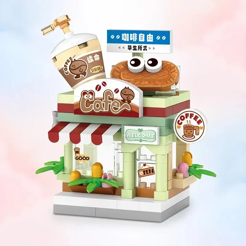 ชุดตัวต่อบล็อกร้านอาหาร ของหวาน กาแฟ สัตว์เลี้ยง ร้านขายผลไม้ วิวถนน อาหาร บ้าน ของเล่นเด็กผู้หญิง ของเล่นเด็กผู้ชาย ของขวัญสำหรับเด็ก
