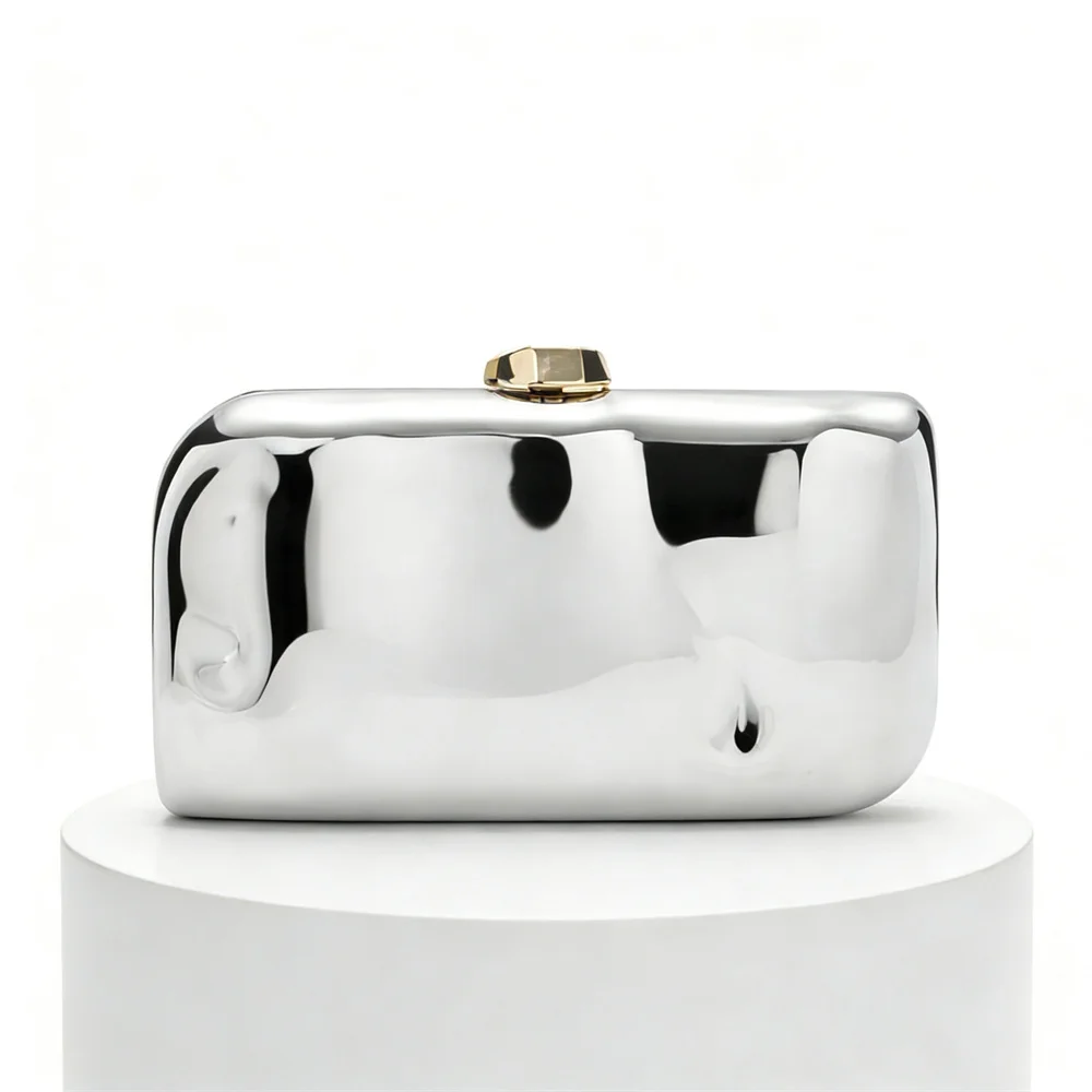 

Новая женская сумка-клатч через плечо из серебристого пластика, овальная, в форме ракушки, для вечеринок, пляжа, вечерняя сумочка