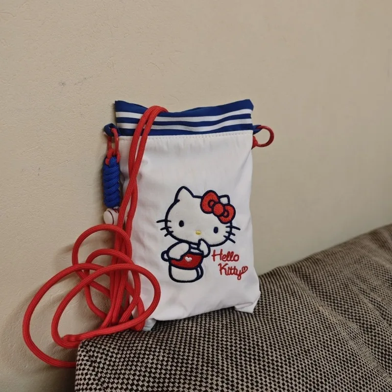 

Hello Kitty Makeup Bag Cute Anime Embroidery Women Accessories Crossbody Phone Storage Portable Children Toy Girl Gift Wholesale