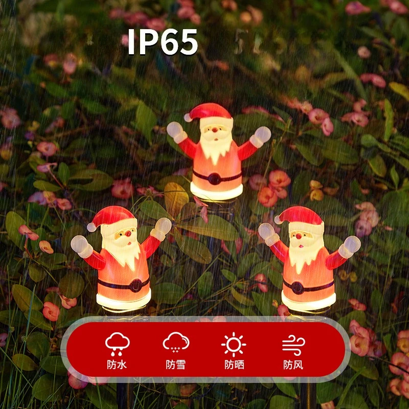 Solar-powered Santa Claus Ground Plug Light, LED Waterproof Garden Outdoor Lawn Light, Holiday Decorative Light