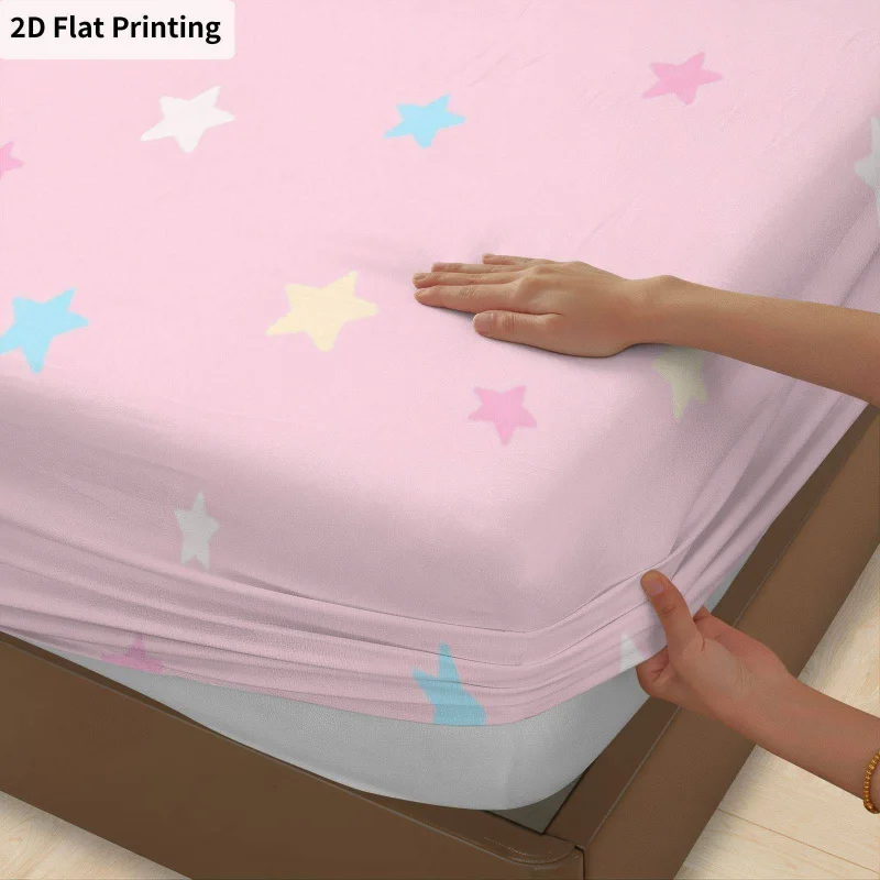 3Pcs Pastel Stars Fitted Sheet Three Piece Set (1*Fitted Sheet + 2*Pillowcases, Coreless), Bedding Set