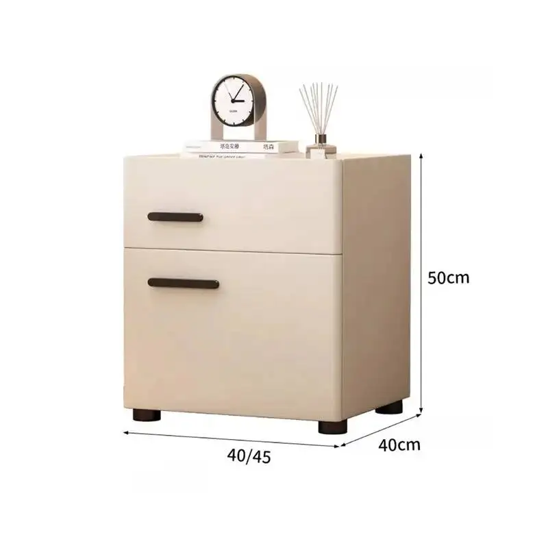 Modern Cream Bedside Table With Lock Nordic Luxury Minimalist Nightstand With Secret Compartment Safe Mesitas De Noche Furniture