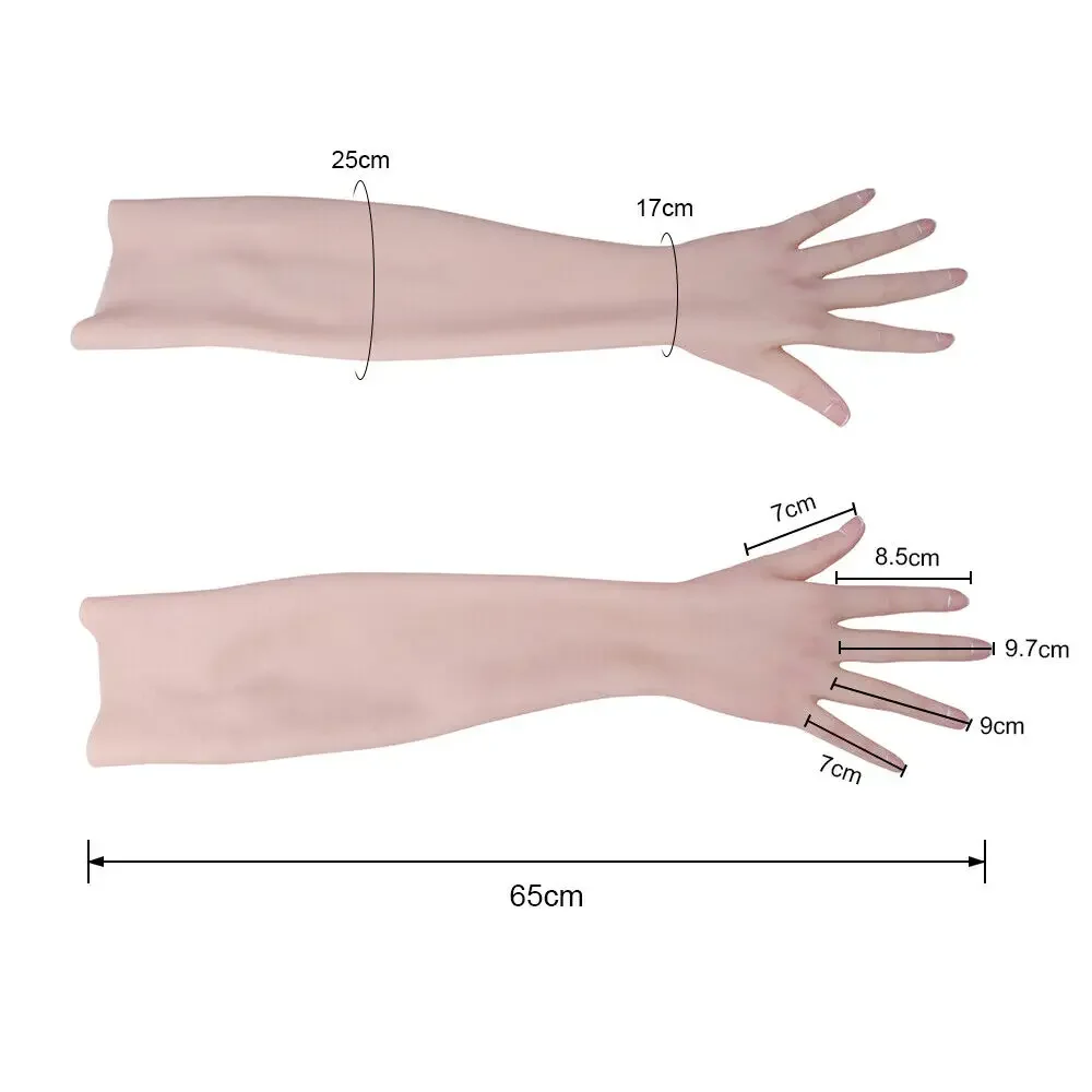 Crossdresser Silicone Female Hand Gloves Sleeves Highly Simulated Skin Artificial Prosthesis Arm Hands Cover Scars