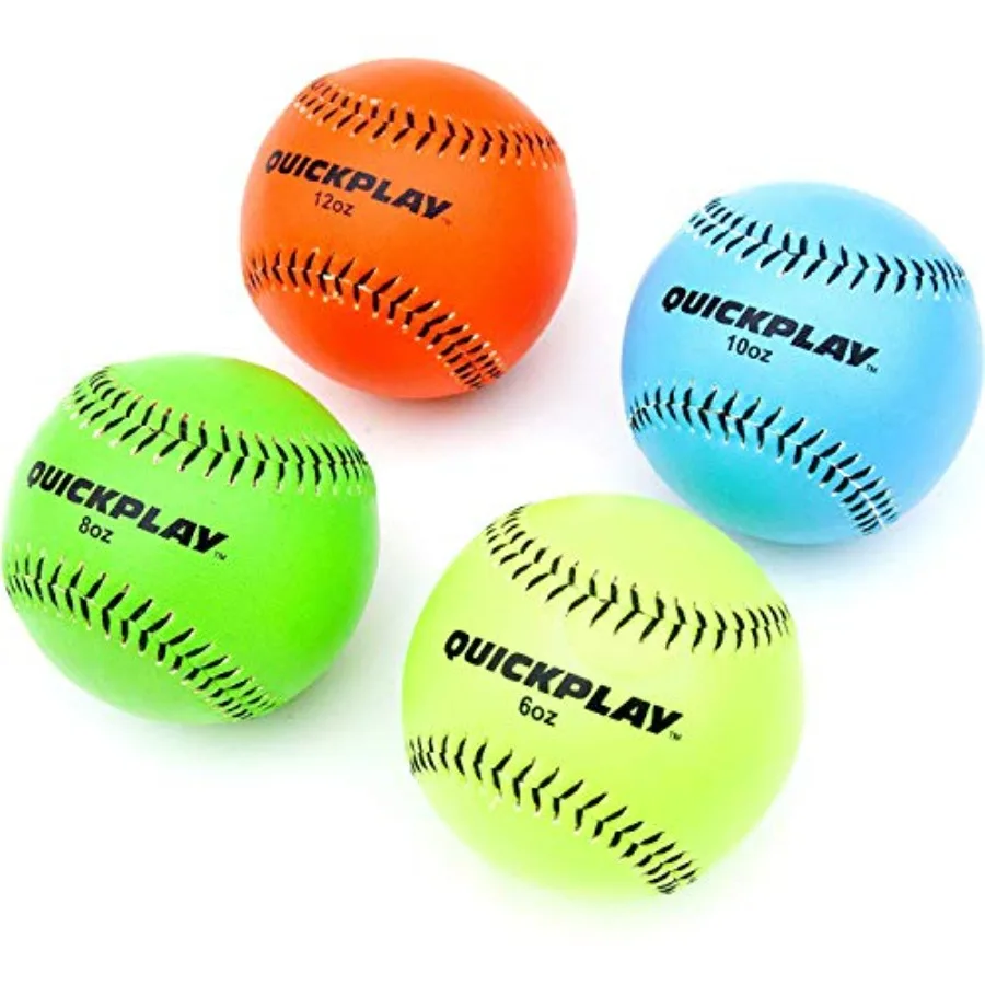 

Weighted Pitching Baseballs 4-Pack 6oz, 8oz, 10oz, 12oz for Strength and Velocity Training Durable for Baseball and Softball