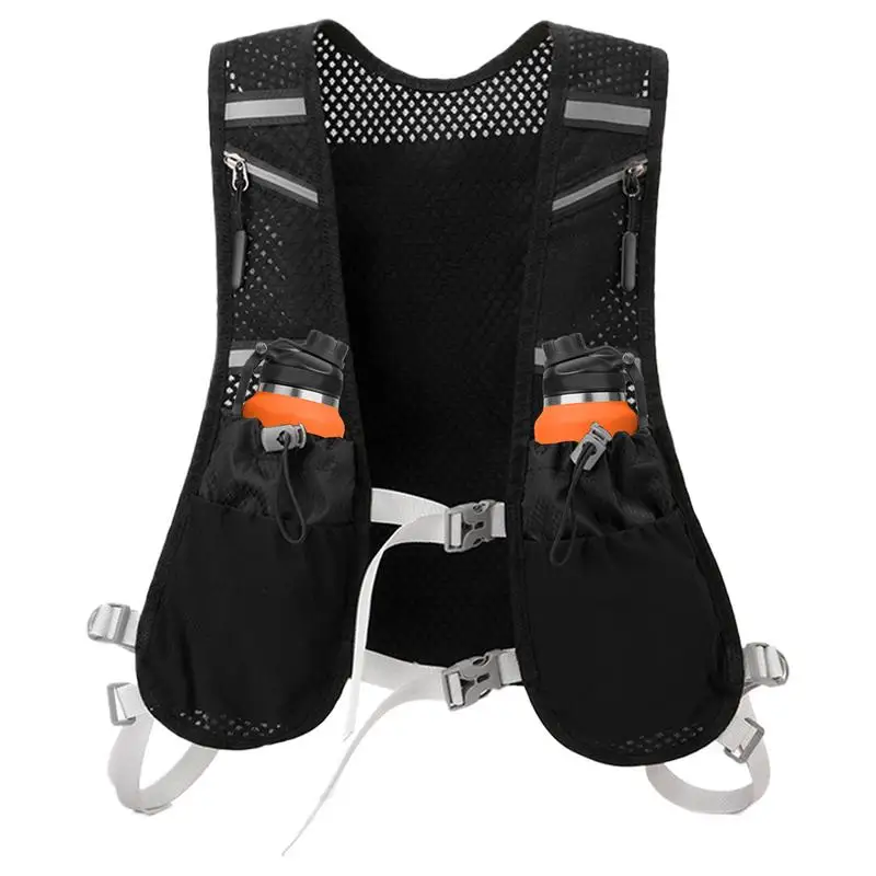 

Trail Running Vest Reflective Adjustable Running Vest Pack Water Backpack With Soft Flask Pockets Cell Phone Holder For Cycling