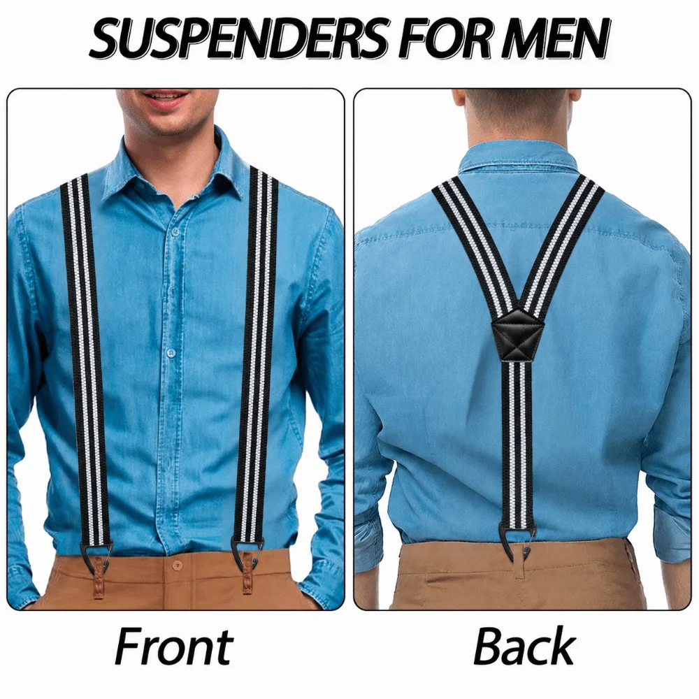Elastic Men Work Suspenders Y-back Adjustable Heavy Duty Suspenders Convenient with 3 Snap Loop Wide Trouser Pants Braces Daily