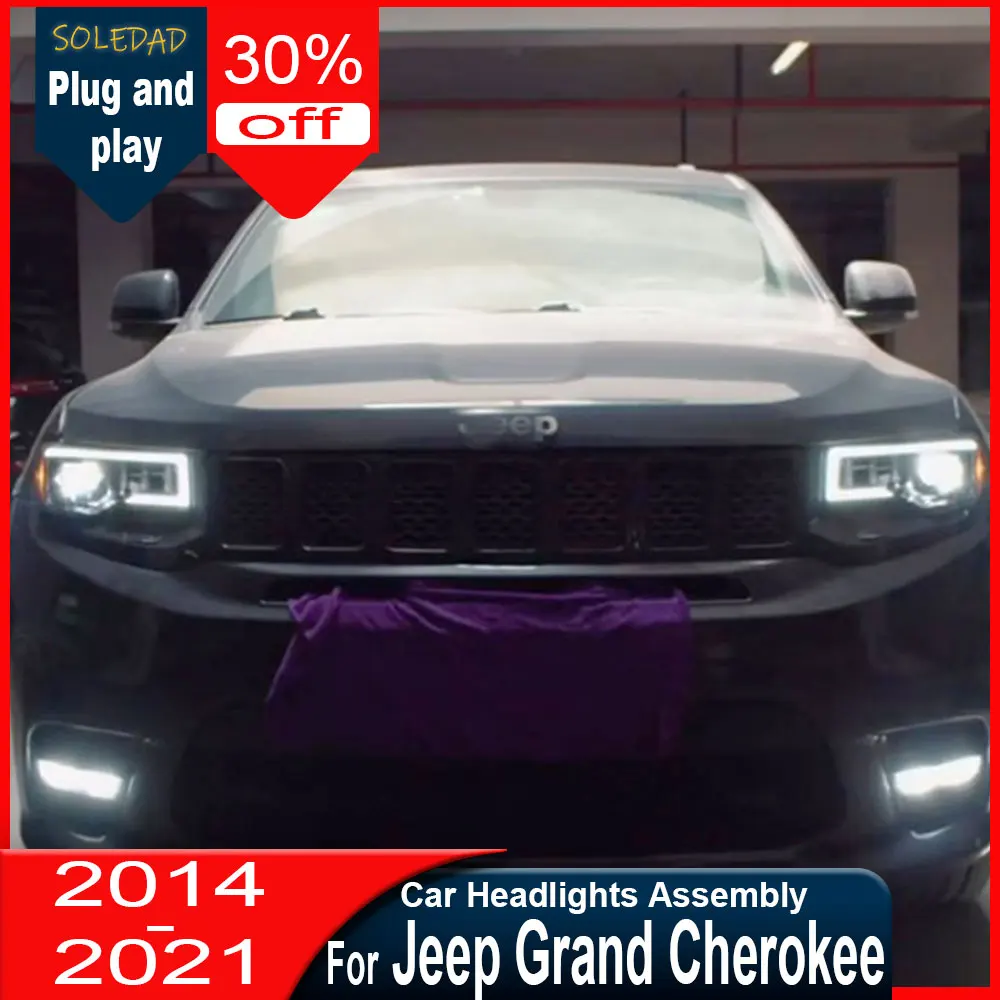 For Jeep Grand Cherokee 2014-2022 Full LED Headlamp Assembly Upgrade Projector Lens Auto Accessories Plug and play