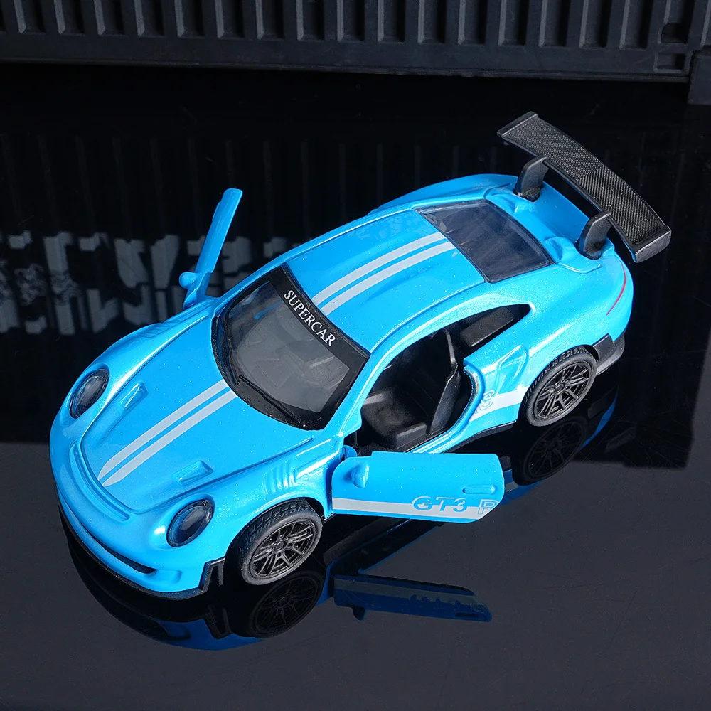 Retro GT3 RS Diecast Car, Blue Alloy Sports Vehicle Model, Collectible Desktop Decor, Ideal Gift for Car Collectors ﻿ image 4