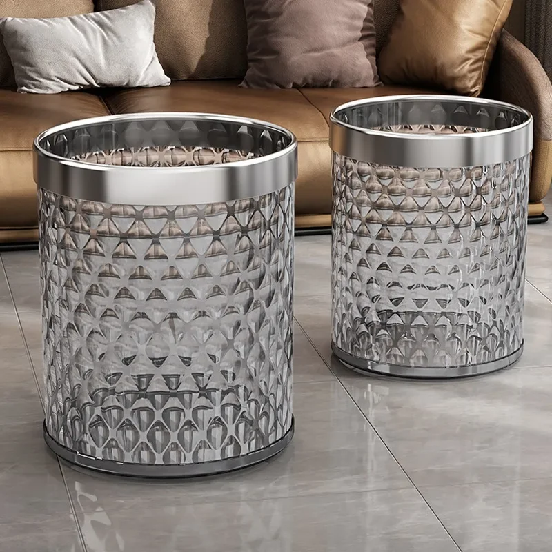 Champagne Gold Trash Can  New Style Good-looking Living Room Bedroom Bathroom Office Large Capacity Paper Basket Bins