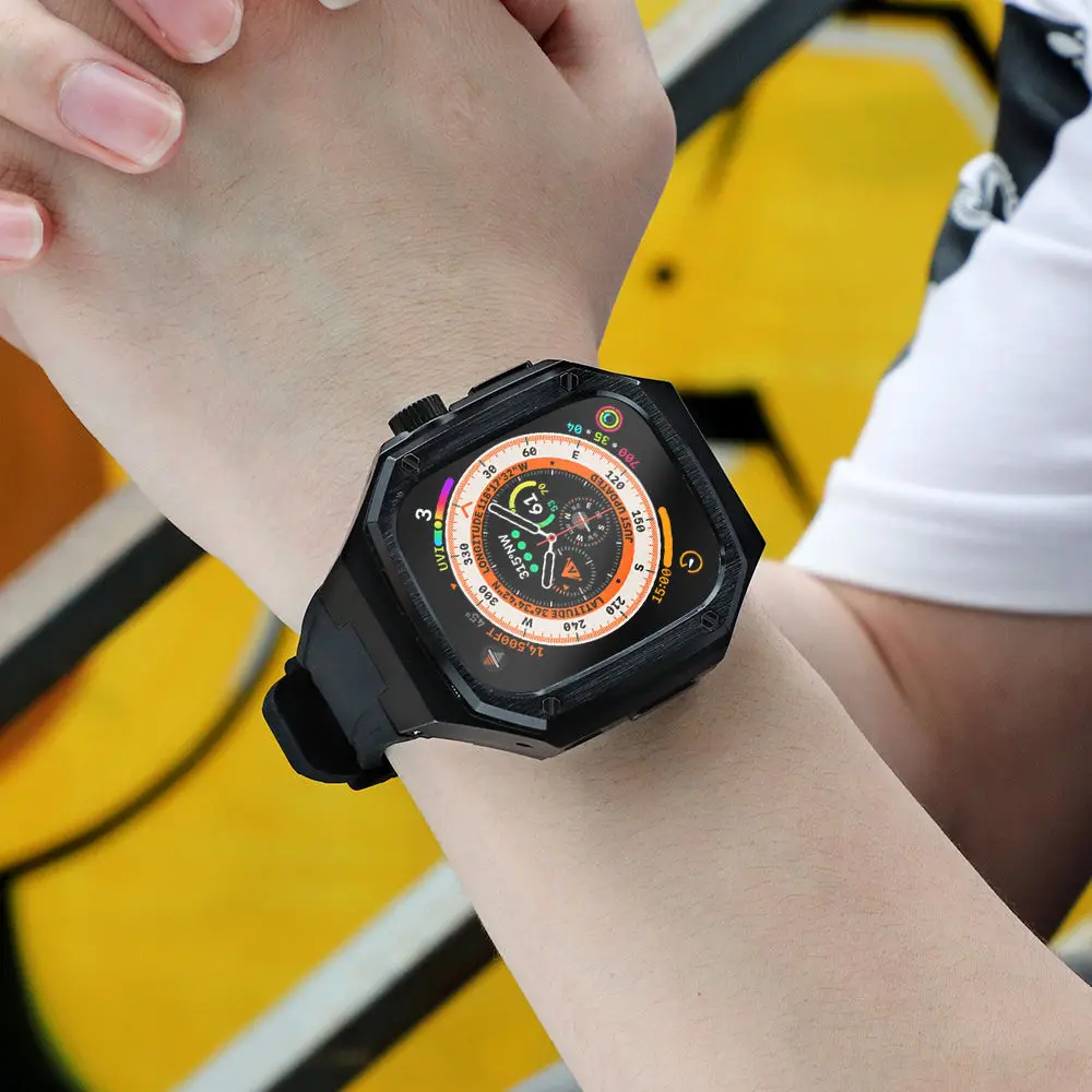 for Apple Watch Ultra 49mm AP Modification Kit Metal Protective Case Silicone Band Strap Cover
