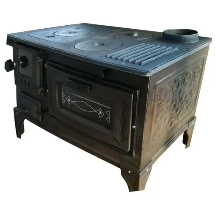 Durable MF44 Matte Black Cast Iron Cooker High Quality Wood Burning Heater with Cooking Surface