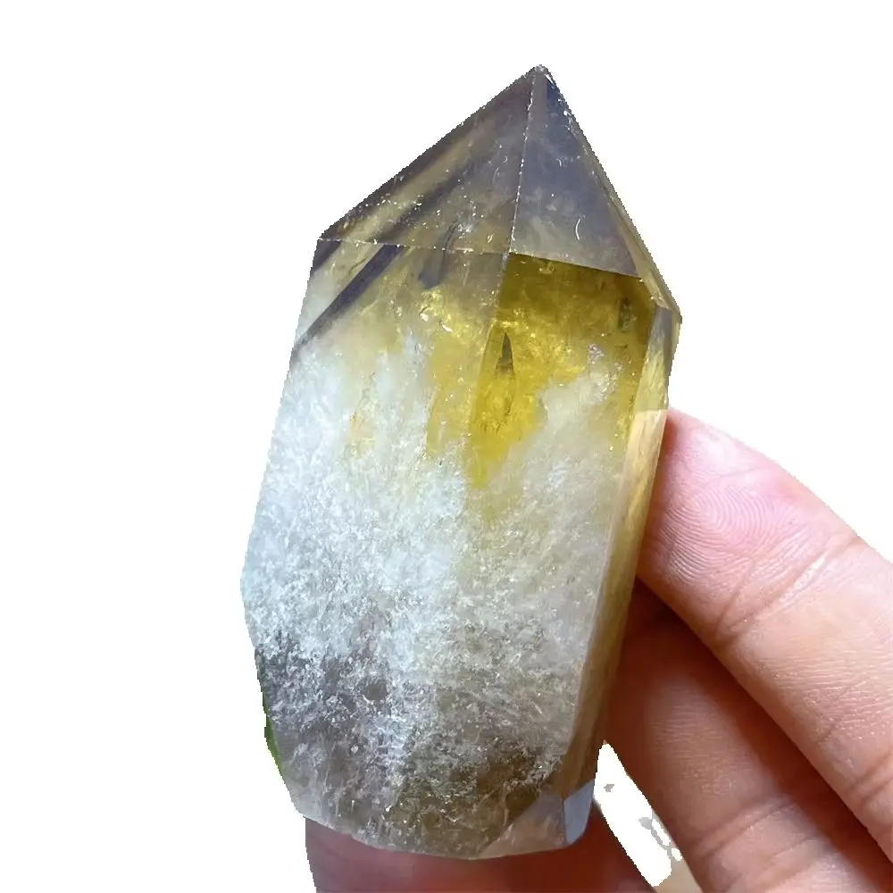 Yellow Citrine Tower Point Wand Quartz Natural Healing Smokey Stone Mineral Reiki Crystal Home Restoration Decoration Gem Energ
