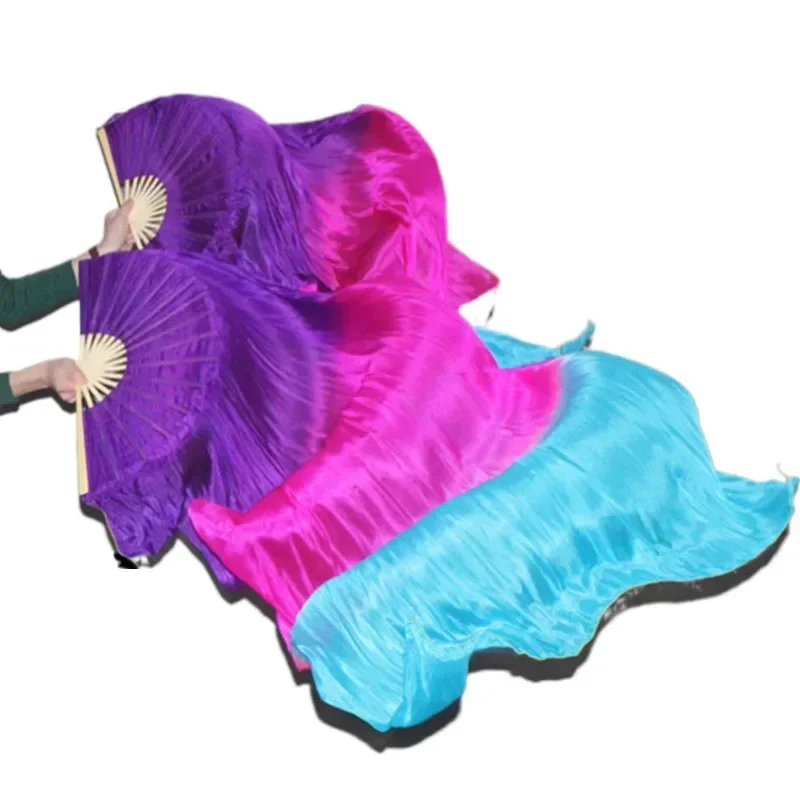 100% Pure Natural Silk Fan Veils for Women Belly Dancing Performance Fan Belly Dance Costumes Girl's Accessories Fans