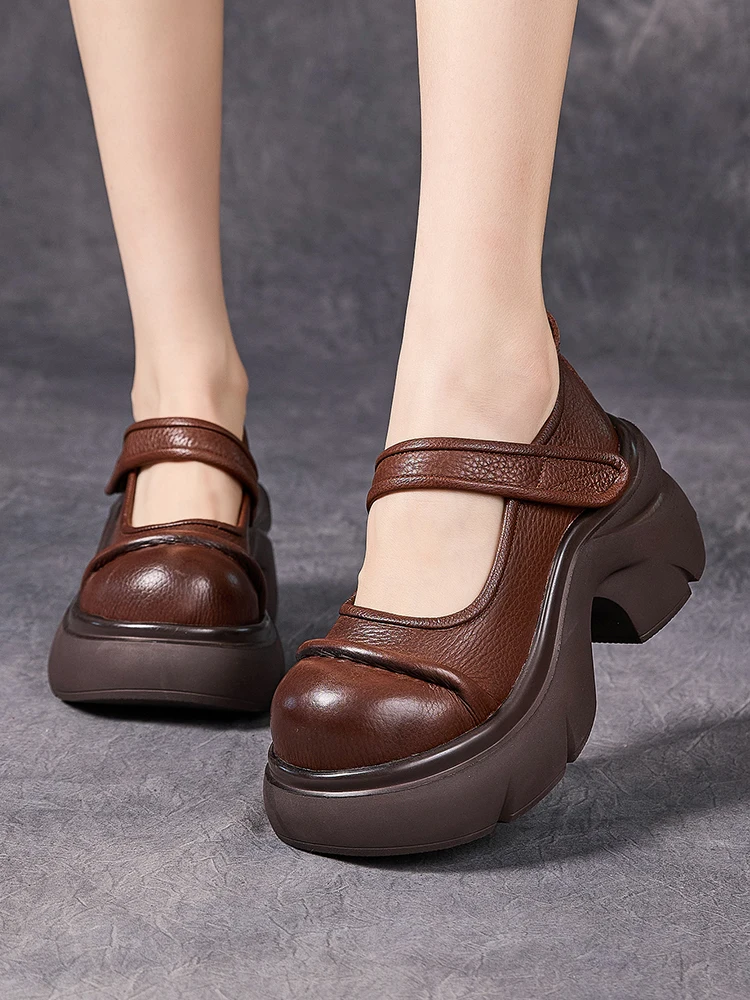 

Женские туфли на высоком каблуке Birkuir в стиле ретро, роскошные туфли-лодочки Мэри Джейн на толстом каблуке, 2021, мягкая повседневная обувь из натуральной кожи