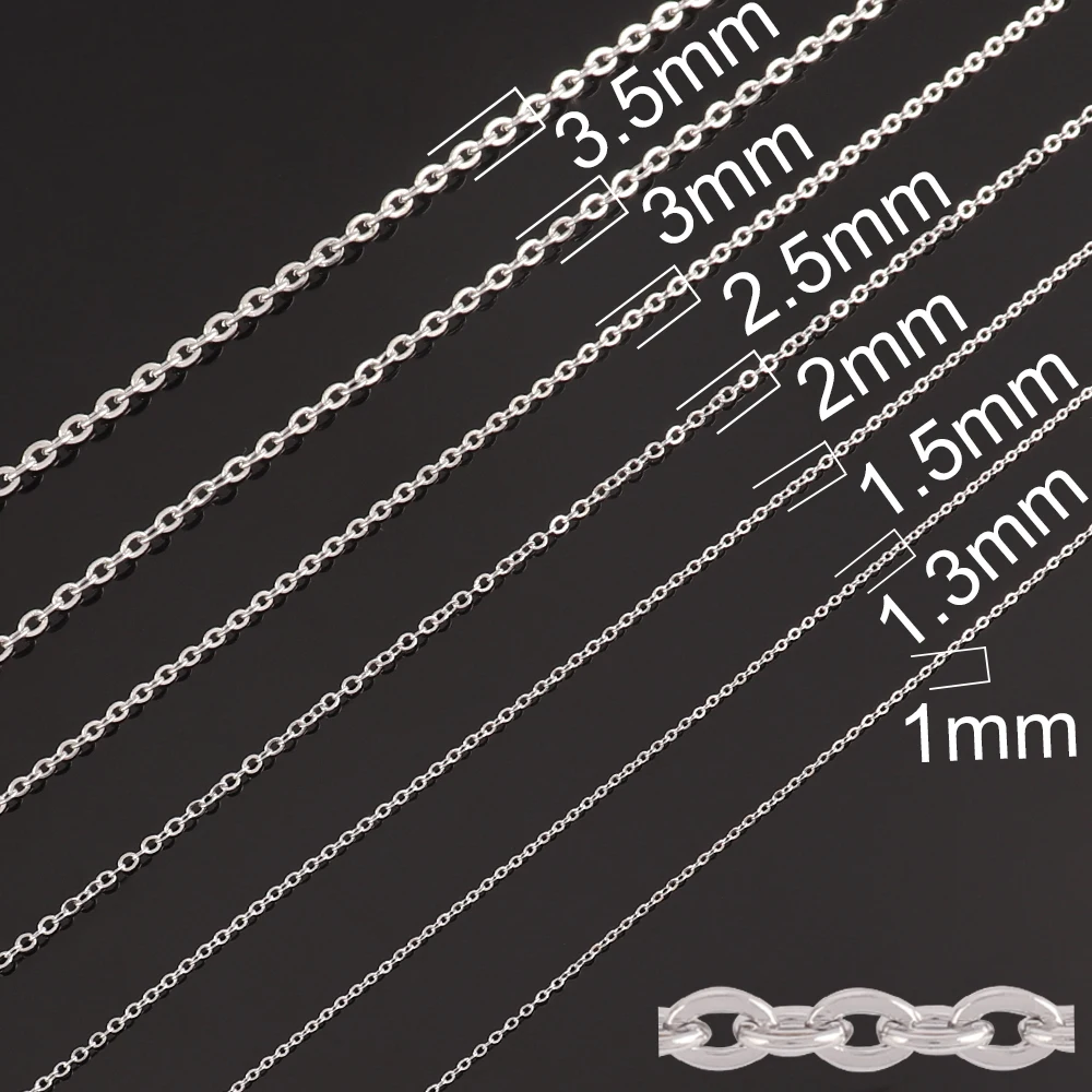 100cm 1/1.5/2mm Gold Stainless Steel Chain Necklace DIY O Shape Cross Chains for Bracelets Jewelry Making Components