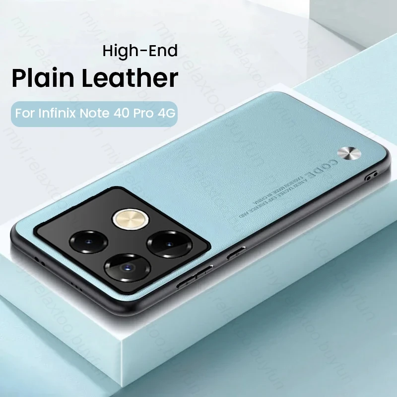 For Infinix Note 40 Pro 4G 5G Case Luxury Plain Leather Silicone Back Cover Infini Note40 Not 40 Pro Plus Pro+ Shockproof Coque