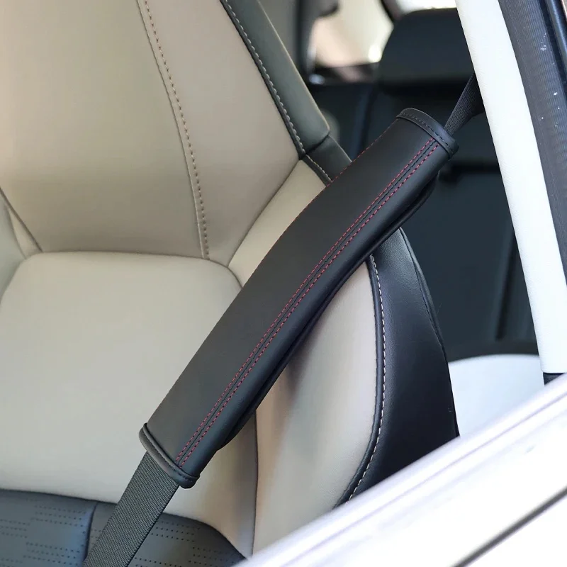 

2-Pack Leather Embossed Car Seat Belt Shoulder Pads for Cars SUV Trucks Pressure Relief Comfort Protective Auto Accessories