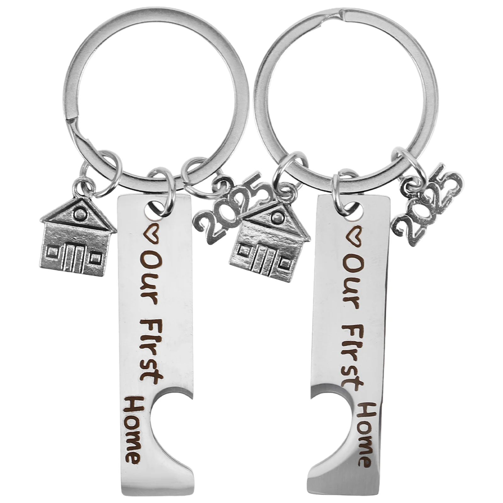 2 Pcs Housewarming Keychain First Home 2025 New Decor Decorate Stainless Steel and Mail Holder for Wall