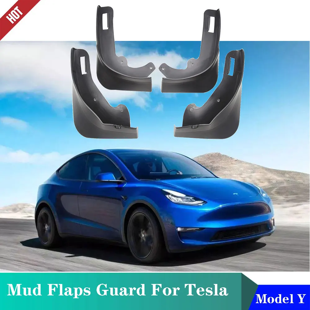 

For Tesla Model y 20-22 Mud Flaps Guard Fender Front Rear Wheel Mudguard splash guards carbon fiber ABS Accessories