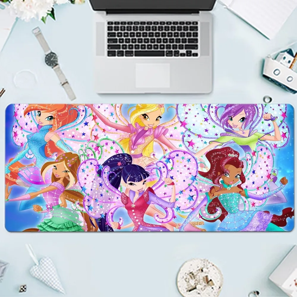 W-Winx แผ่นรองเม้าส์ลายการ์ตูนคลับแผ่นรองเมาส์และคีย์บอร์ดคอมพิวเตอร์สำหรับนักเล่นเกมขนาดใหญ่