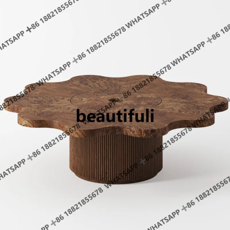Creative solid wood coffee table modern simple zen ash wood art irregular special-shaped personalized tea table