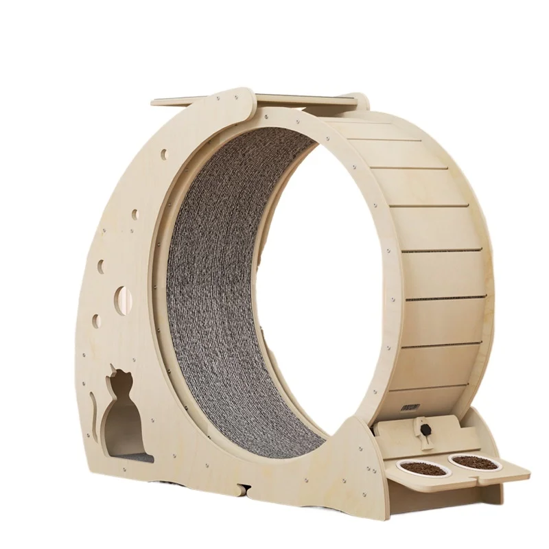 High-quality Luxury Sport Fashion Modern Wood Multifunctional Cat Treadmill Running Wheel Large Exercise Interactive Cat Toy
