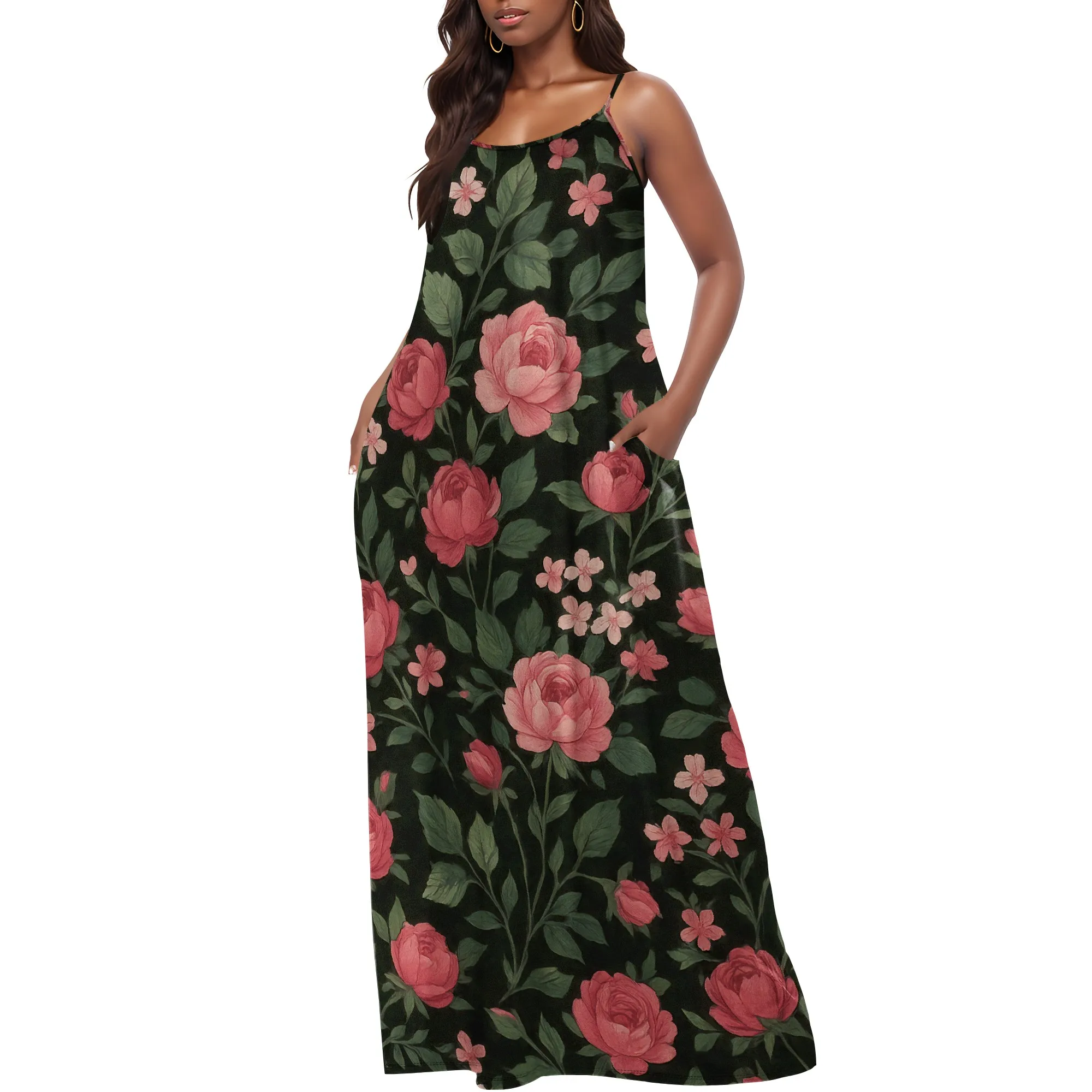 ผู้หญิงขนาดบวก Sundress Luau ปาร์ตี้ฤดูร้อน Curvy Maxi Tropical Boho Beach Dress