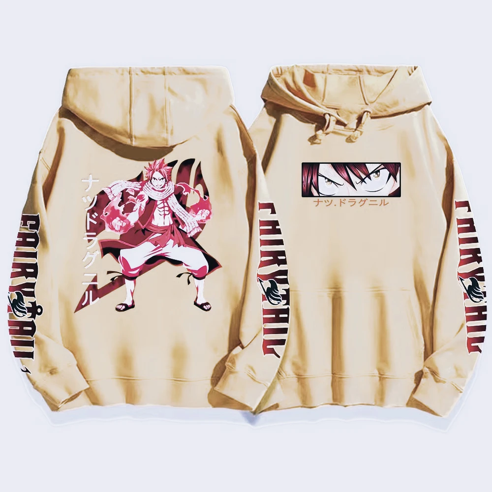 ناتسو مطبوعة مقنعين أنيمي الجنية الذيل الشارع الشهير الرجال النساء المتضخم هوديي Harajuku البلوز للجنسين الكلاسيكية بسيطة البلوز