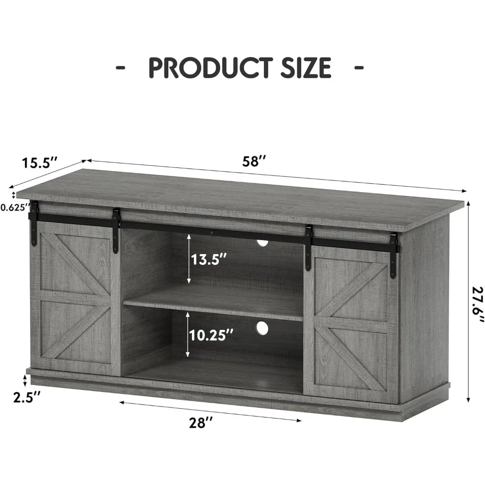 Farmhouse Sideboard Buffet Cabinet, Coffee Bar Storage with Sliding Barn Doors, Shelf for Home Dining Room, 27.5 Height