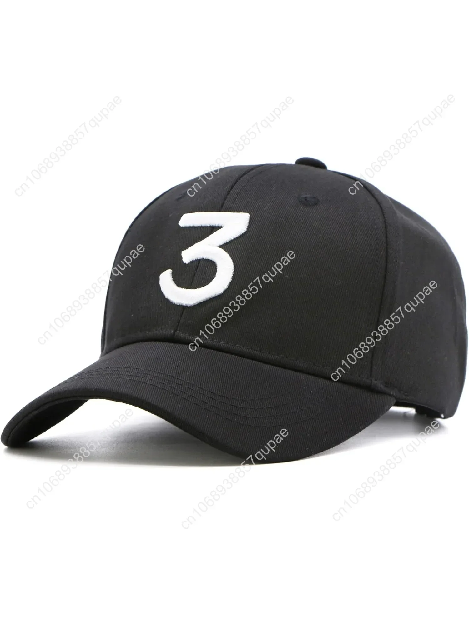 

UTOWO Number 3 Baseball-Cap White 3 Embroidered Dad Hat Black Hip-Hop Cap Adjustable