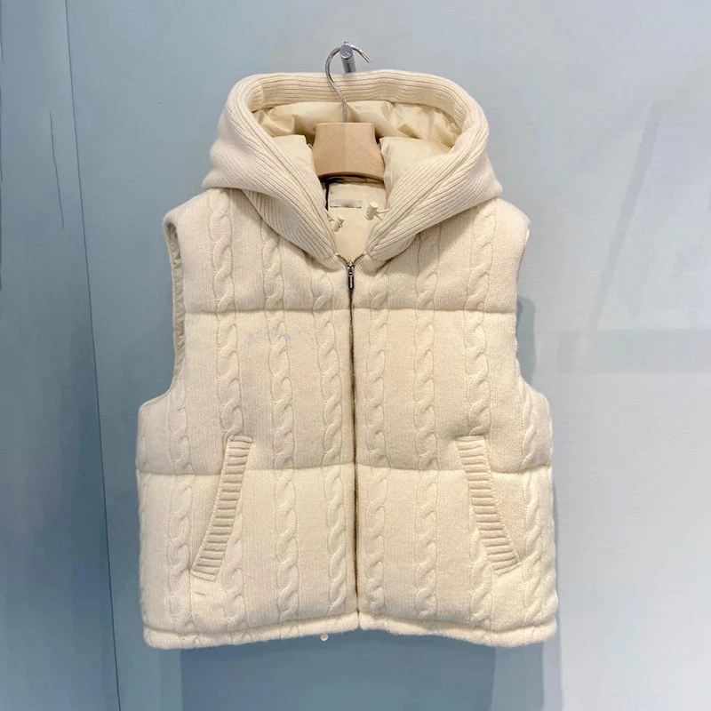 Ele مقنعين أسفل Jaet ort المرأة Sle الأبيض دو ريشة Thiened زيبر إغلاق لون نقي تخفيف الاتجاه #1