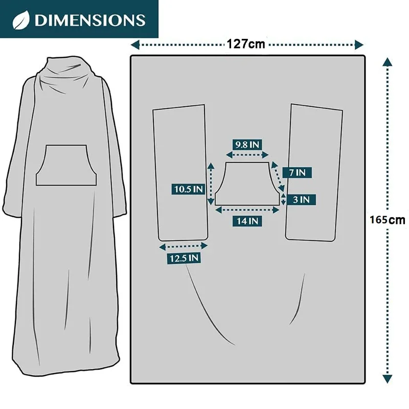 بطانية مريحة من الفلانيل يمكن ارتداؤها بأكمام وجيوب أريكة التلفزيون بطانيات سميكة من الصوف للشتاء للكبار بطانية رمي مريحة #6