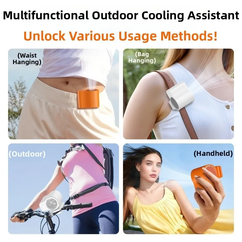 High Speed Waist Fan LED Display Rechargeable Clip on Fan Compact Size Brushless Motor Stroller Fan for 3.7V/1800mAh Golfing