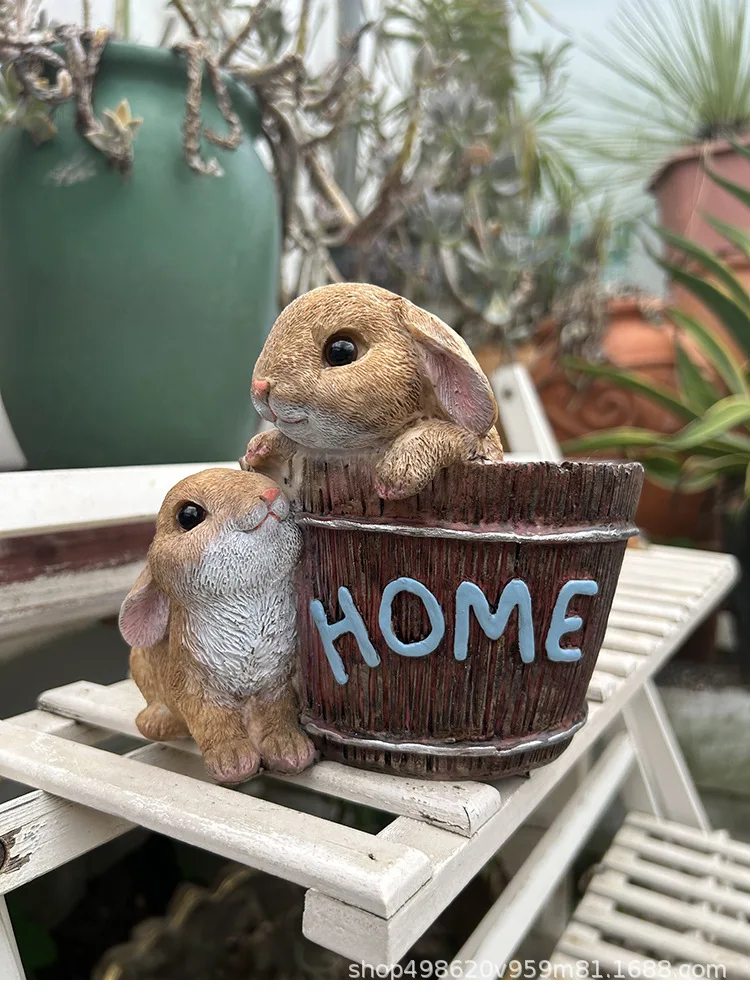 

New 1Piece Rabbit Statue Animal Flower Pot Planter Garden Pots Decorative Resin Pot Animal Shaped Cartoon Planter Pots Art Deco