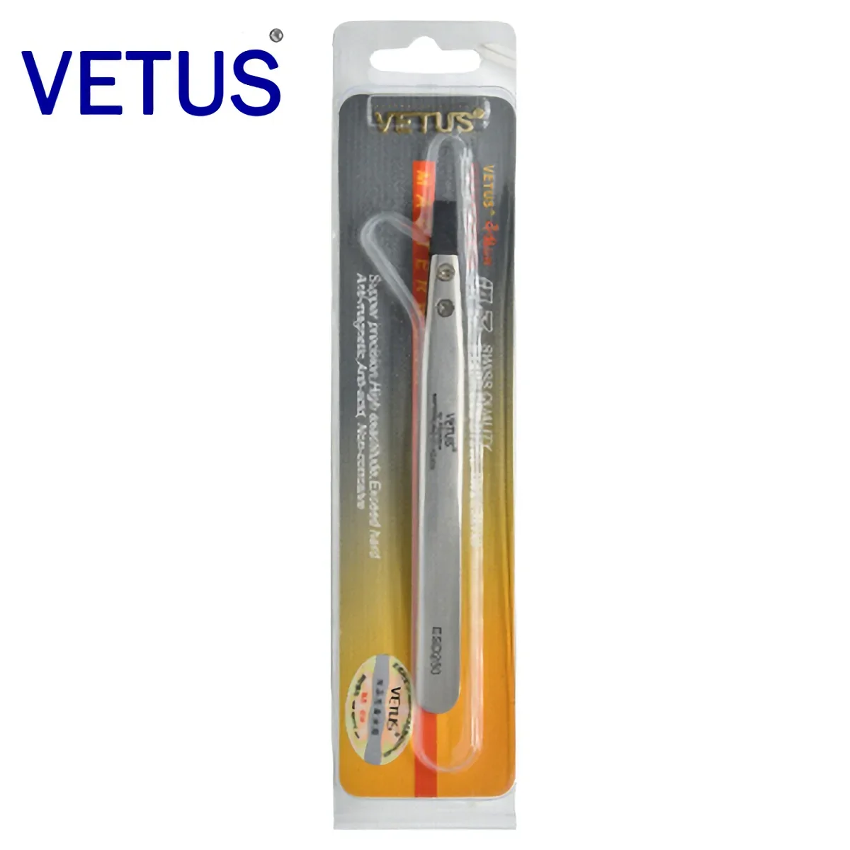 VETUS Tweezers ESD-250 Interchangeable Head Clip Anti-static Carbon Fiber Conductive Plastic Head Stainless Steel Body Pincers