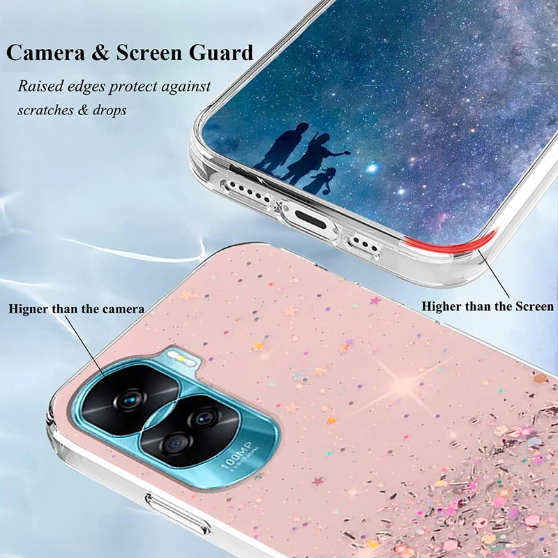 Shockproof Glitter Silicone Case For Huawei Honor 80 70 50 30 20 Pro SE Lite Luxury Crystal Soft Back Case 9X Pro 8X X40 X30 i