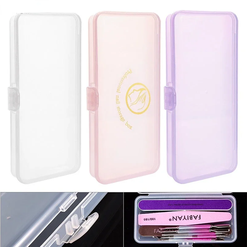 Rechthoek Nail Art Opbergdoos Pincet Cuticle Pusher Borstels Schoonmaken Wattenschijfjes Plastic Lege Manicure Container Gereedschap