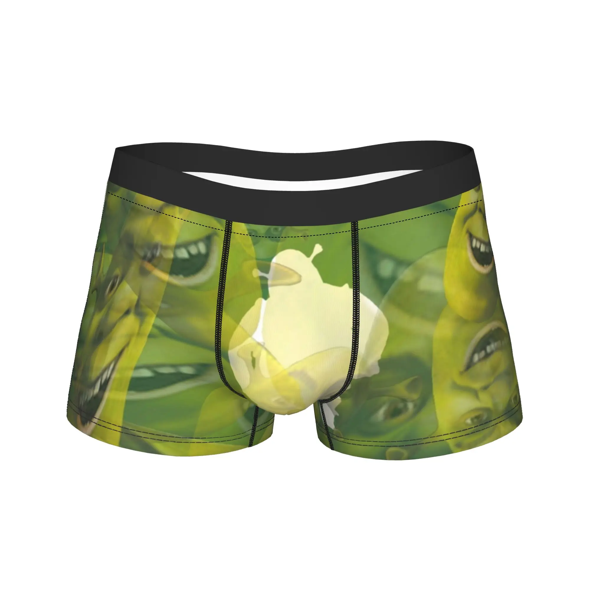 

Men Shreks Face Cartoon Long Underwear Funny Memes Novelty Boxer Briefs Shorts Panties Male Breathable Underpants M-XXL
