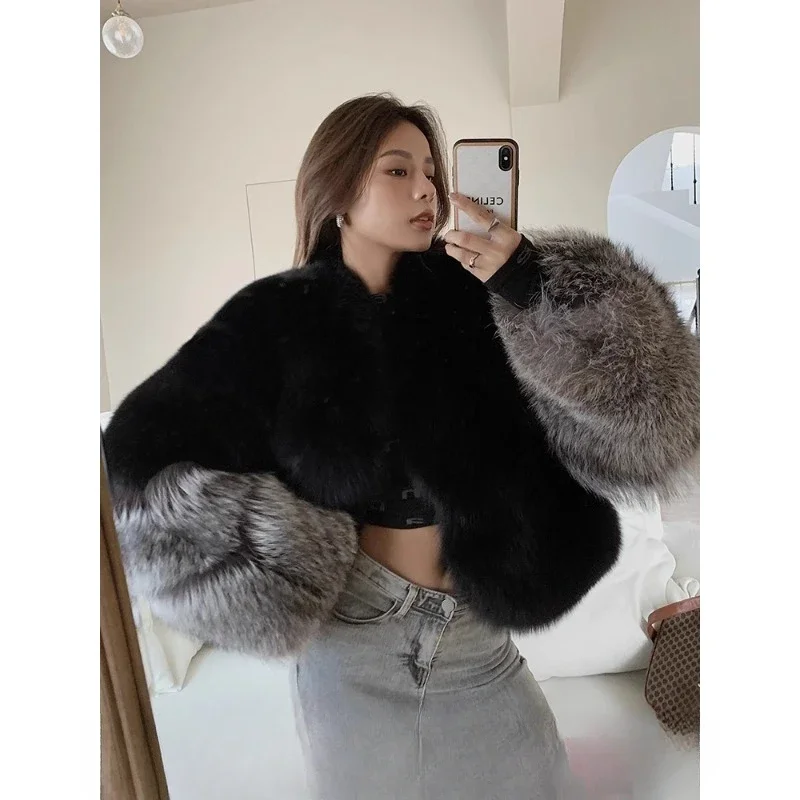 女性用フォックスファーコート,輸入,レザー,ナチュラル,新品,2024