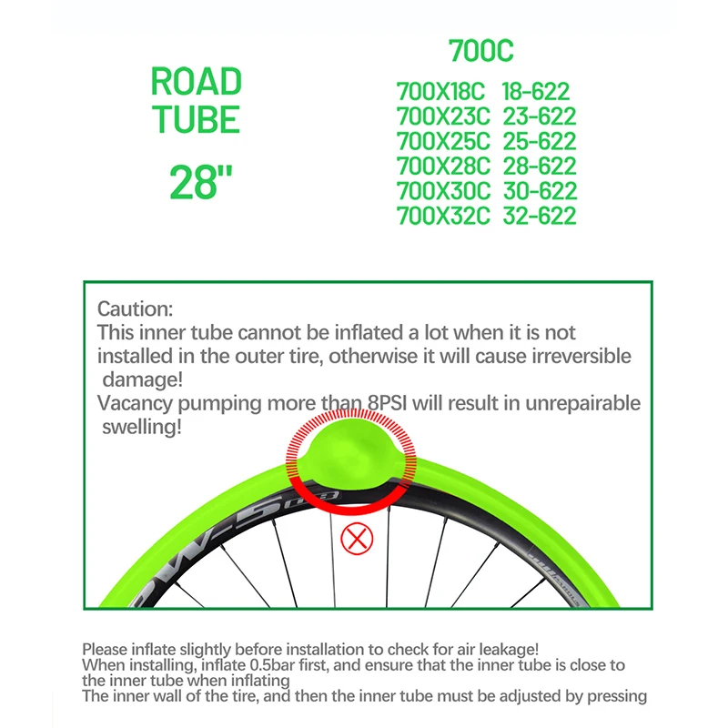 2023 New Ultralight Bike Inner Tube 700 18-32C Road Bicycle TPU Tire 700c 60/80mm Length French Valve Super Light Tub