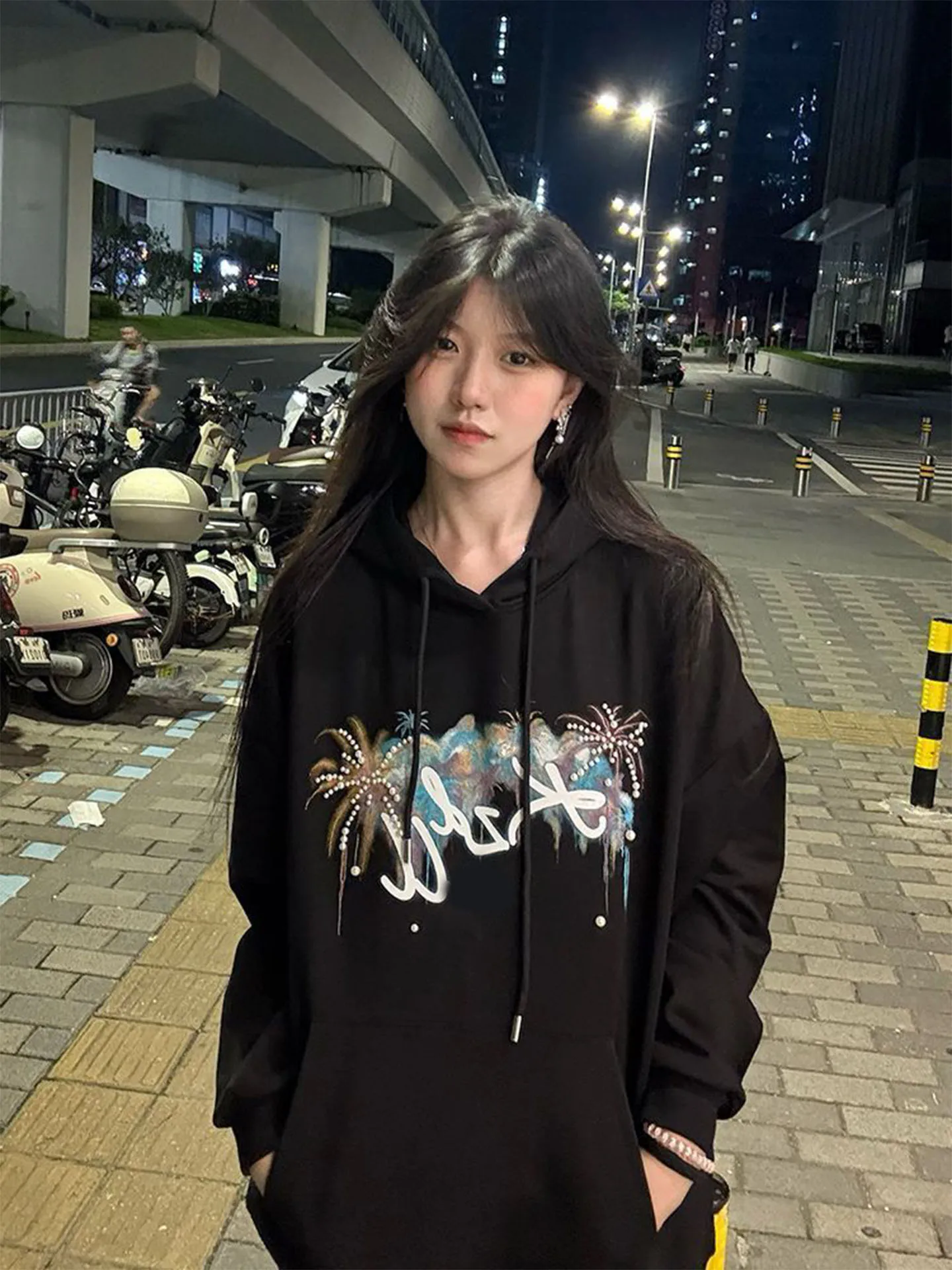 

Женская толстовка с принтом в стиле ретро-американского шрифта, осенне-зимняя, свободная, повседневная, универсальная, модная верхняя одежда, удобная, из смесового полиэстера