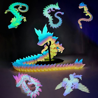 3D Printed Luminous Dragon Chinese Loong Crystal Decoration Divine Dragon Craft Ornament Automotive Interior Decor Desktop Craft