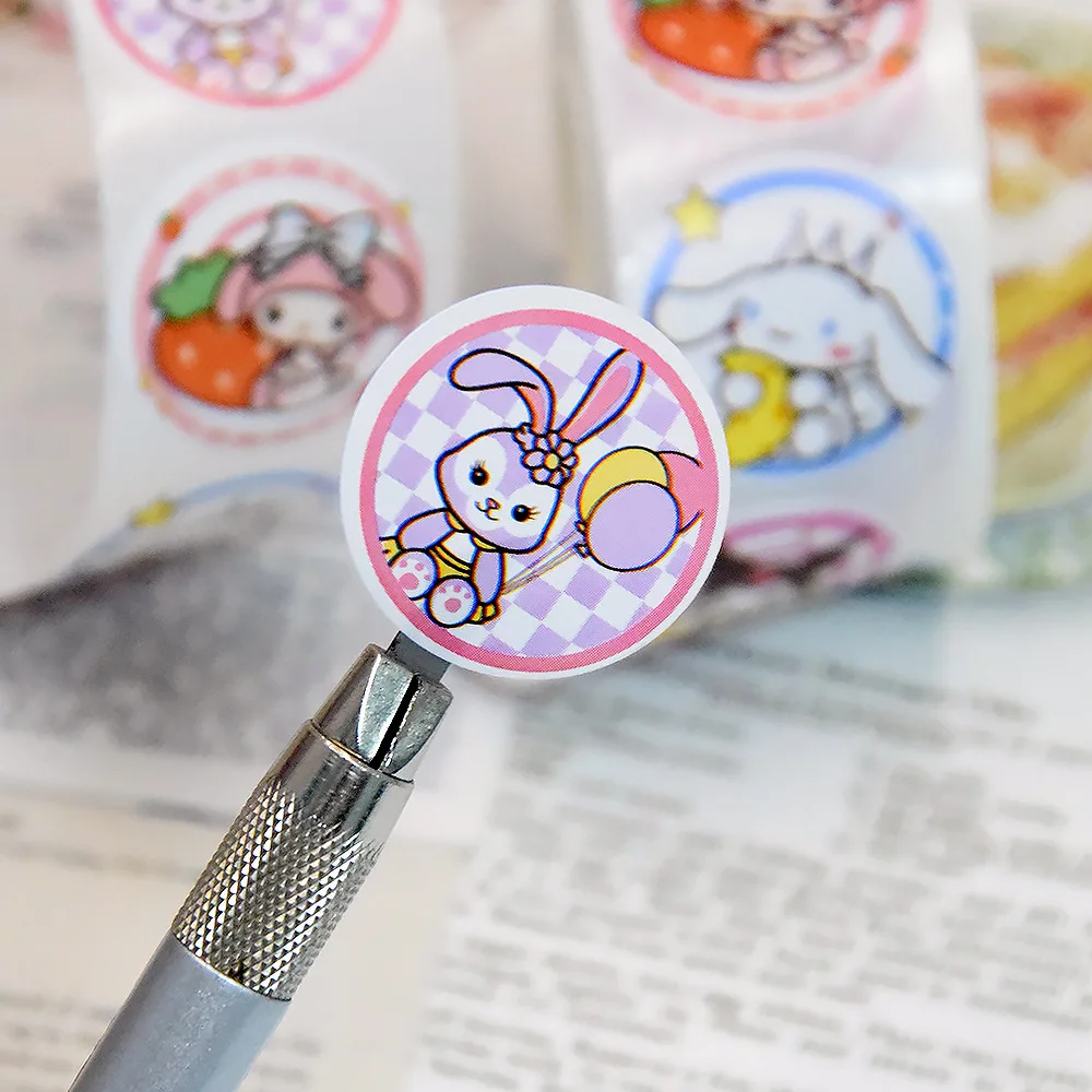 Pegatinas de sellado de Sanrio, calcomanías de PVC para ordenador portátil, decoración de Stiker, recompensa, regalo, juguetes, 500 piezas por rollo