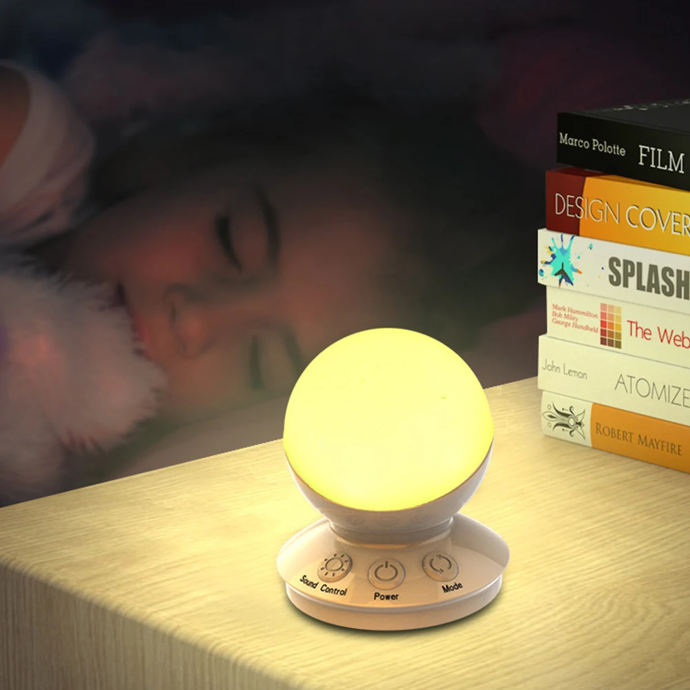 

1 pc Rgb Ball Shape Led Night Light Voice Controlled 3 Modes Music Rhythm Changing Lamp For Bedroom Table Decor White